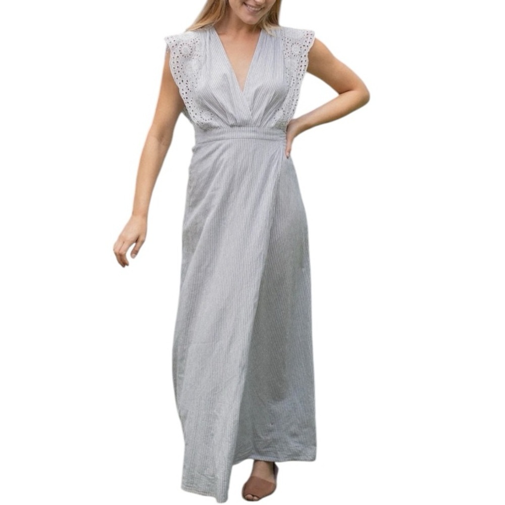 Neuflora Gray Stripe Maxi Wrap Dress